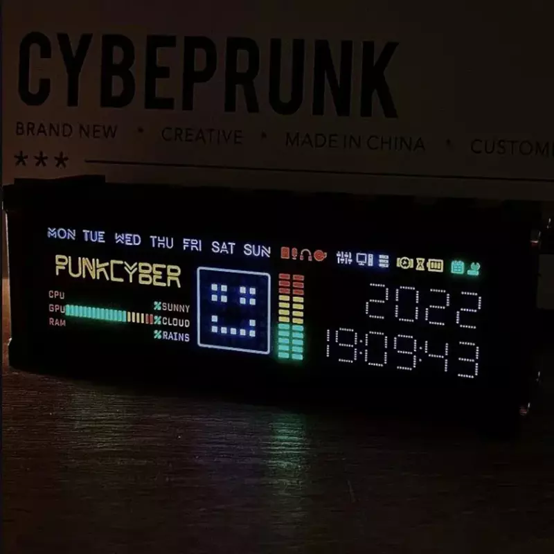 WFD Retro rura elektroniczna zegar Pseudo-fluorescencyjny matryca Cyberpunk funkcja Spectrum dekoracje na biurko
