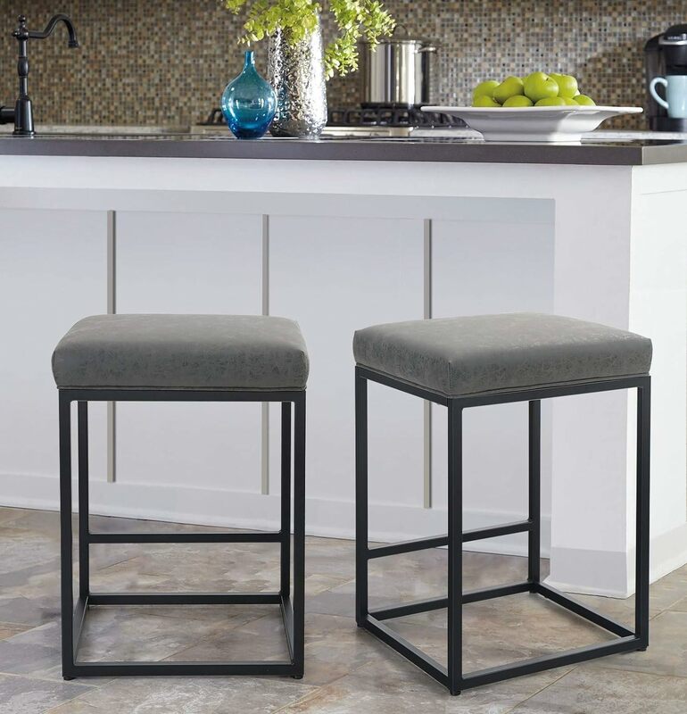MAISON ARTS Counter Height 24" Bar Stools Set of 2 for Kitchen Counter Backless Modern Barstools Industrial