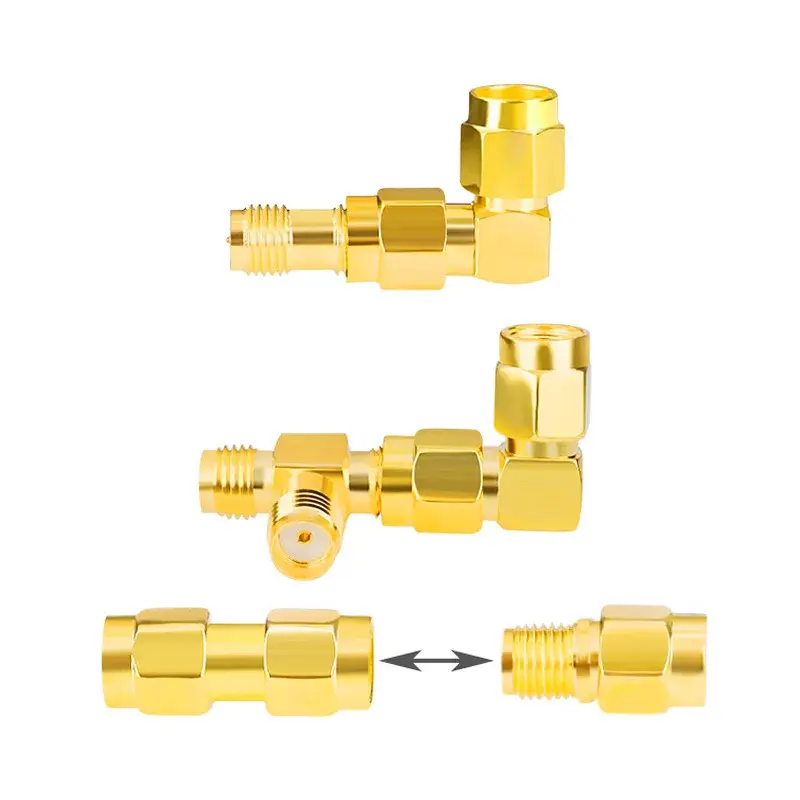 Cleqee 1PC SMA To SMA Male Female Gold Plated RP SMA To SMA Male RPSMA Connector RF Adapter Straight Bent  L/T Type