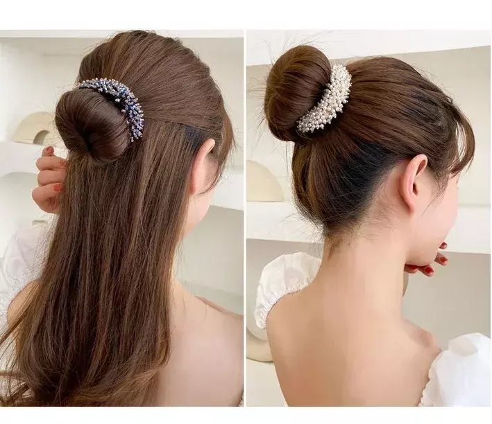Koreanische Mode Kristall Perle Hochs teck frisur Haars pangen elegante Geflecht Haars pangen Kopf bedeckung Mädchen Frauen Haarschmuck