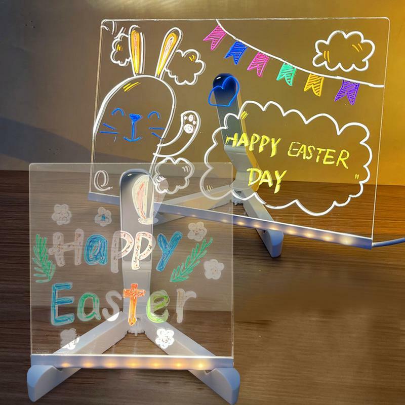 Świecące akrylowe tablica ogłoszeń przezroczysty akrylowy tablica do pisania biurko tablica pamiątkowa LED na biurko tablica pamiątkowa z 7 kolorowe pióro pulpitem