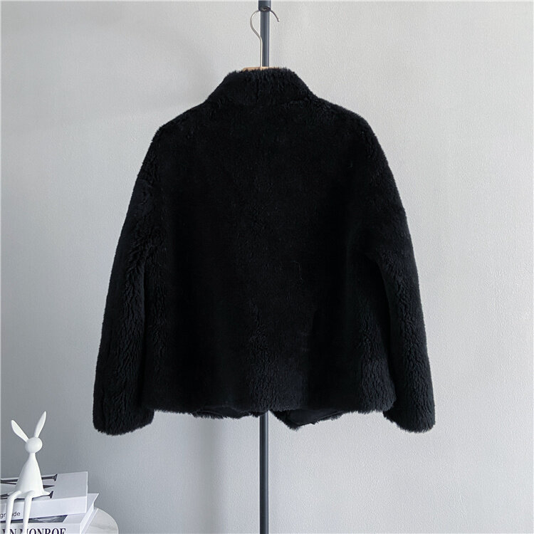 Novo inverno 2023 jaqueta feminina moda natural casacos de pele casual quente cor sólida grosso quente solto outerwear streetwear f22