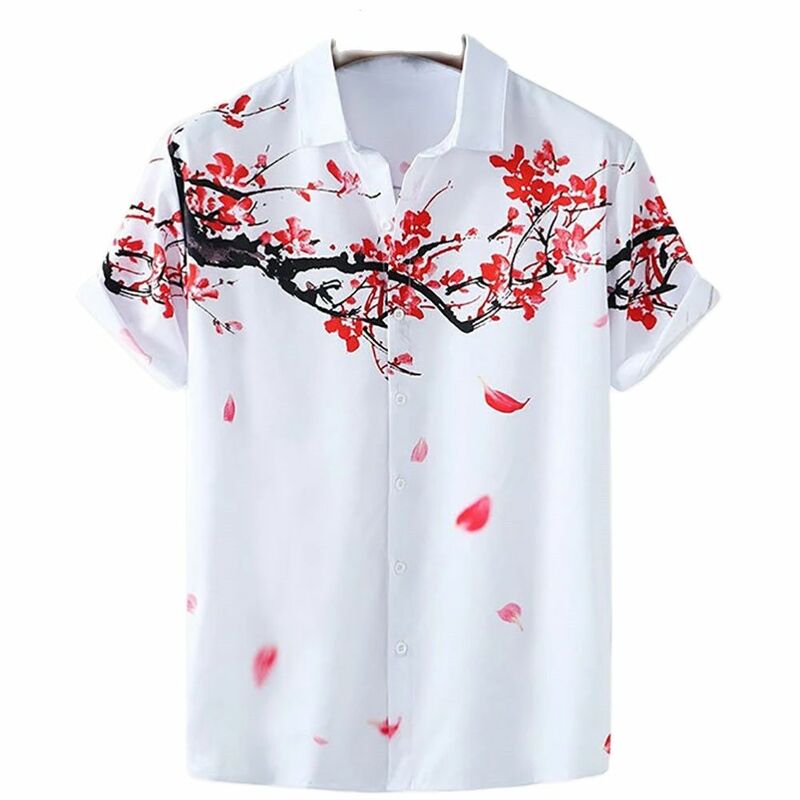 Camisa Floral de estilo chino para hombre, Camisa hawaiana de manga corta, secado rápido, talla grande, verano, 2024