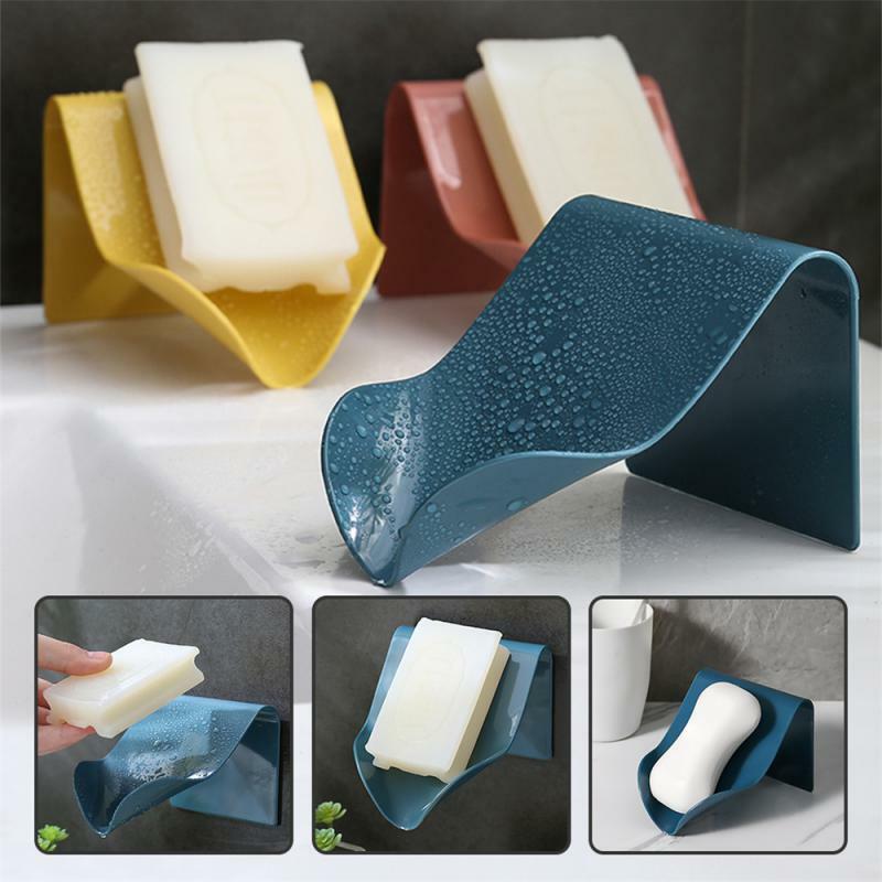 1~10PCS Soap Holder Wall Mounted Hanging Bathroom Shower Soap Dish Shower Plates Soap Storage Drain Plastic Soap Tray Rack