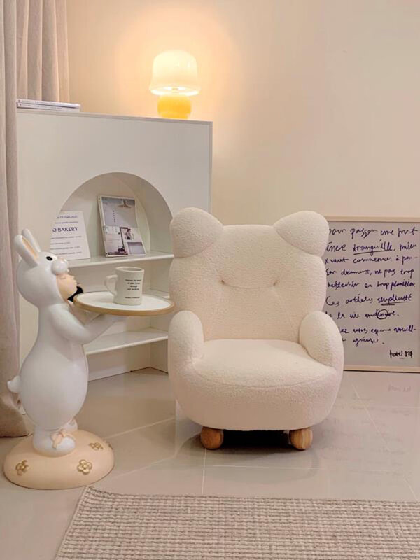 Fauteuil en cachemire d'agneau de dessin animé avec dossier, chaise pour enfants, meubles de salon, design nordique, petit canapé