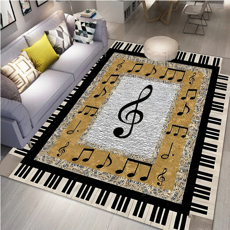 Music Note Area Rug Piano Keyboard Carpet Music Theme Throw Rugs Non-Slip Musical Floor Mat Doormat for Home Living Room Bedroom