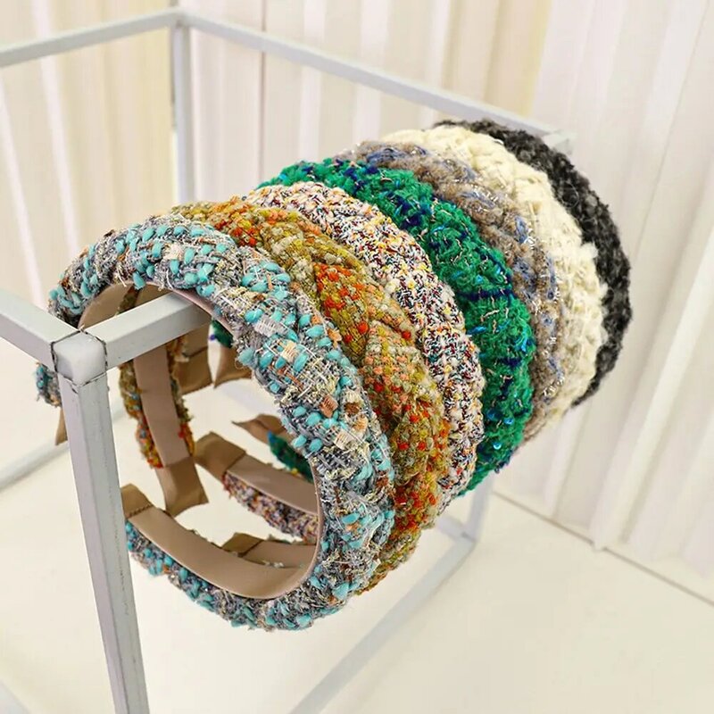 Diadema ancha de lana para mujer, Aro para el pelo, estilo coreano, Retro, Vintage, a la moda, otoño
