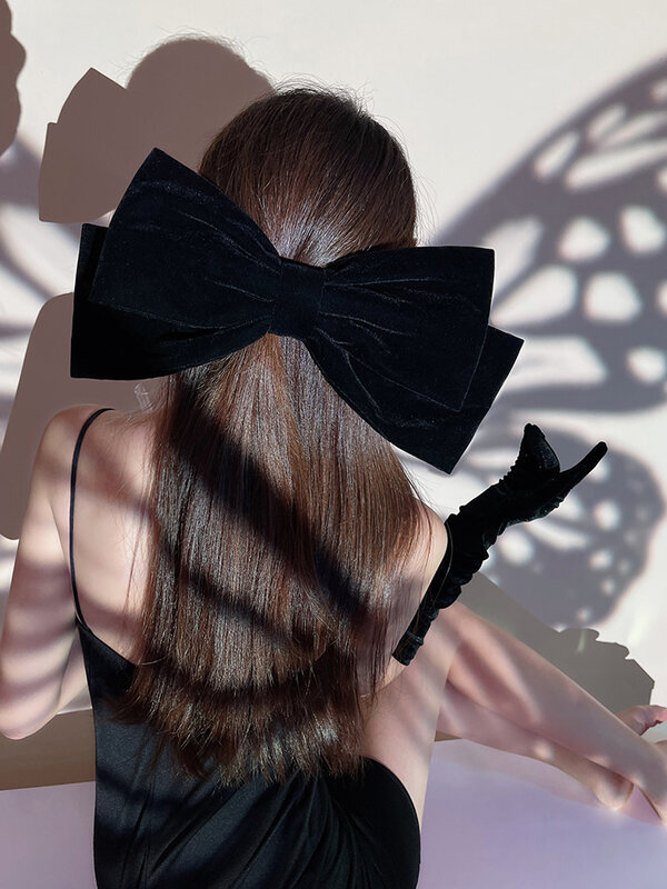 Presilha Bow Hair Clip para Mulheres, Oversized, Velvet Face Small Back Headwear, Hairpin, Acessórios para Cabelo, Alta Qualidade, Novo, Inverno, 1Pc