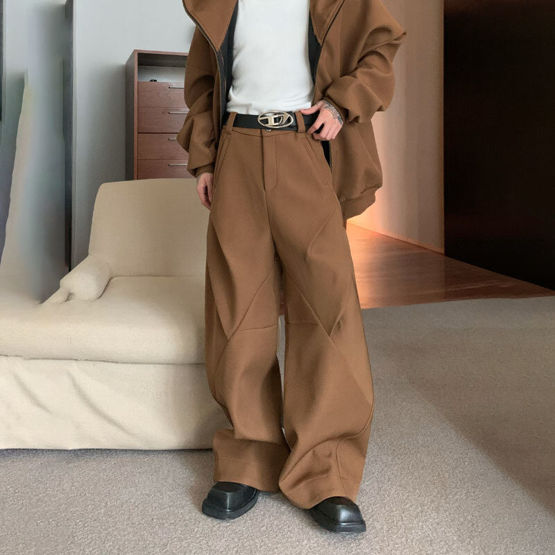 NOYMEI-pantalones de traje ancho para hombre, pantalón plisado de diseño de nicho, Color sólido, holgado e informal, a la moda, primavera, 2024, WA3629