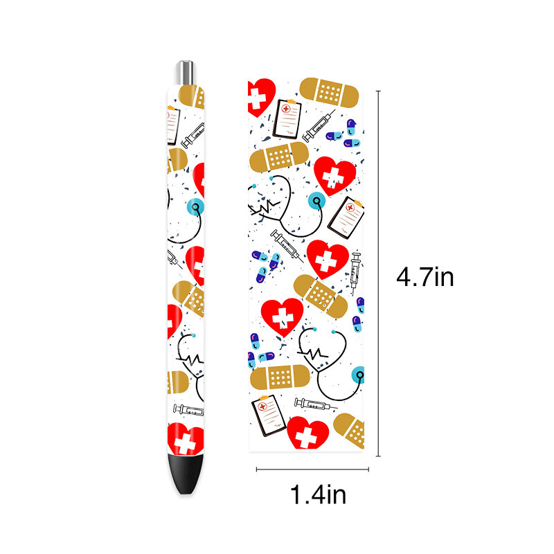 5pcs Factoroy all'ingrosso personalizza UV Dtf Pen Wraps decalcomanie di trasferimento per penne a sfera adesivi infermiera