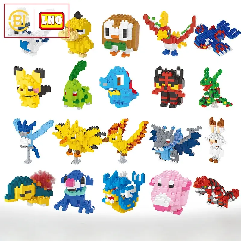 Diy Pokemon Blokken Kleine Cartoon Mini Bouwsteen Pikachu Charizard Eevee Mewtwo Anime Assembleren Actie Model Poppen Speelgoed