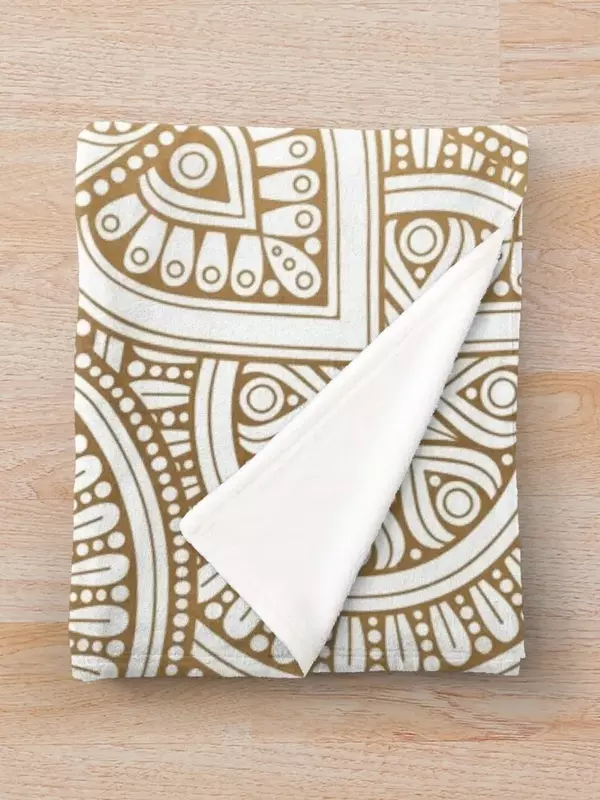 Ilustrasi pola Mandala emas dengan kilau putih selimut lempar hadiah lucu lembut merek mewah selimut berbulu