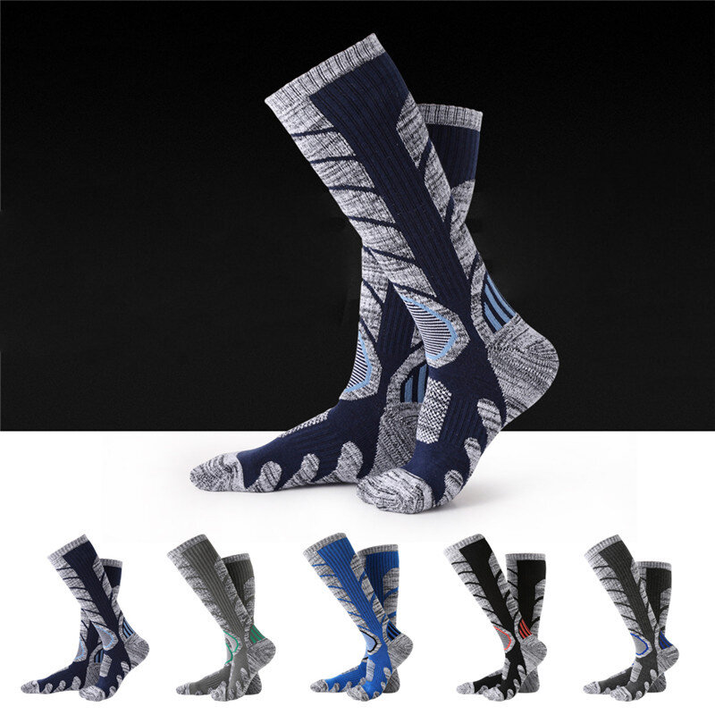 Теплые лыжные носки из мериносовой шерсти для мужчин и женщин, зимние длинные теплые лыжные носки, сноубординг, уличные спортивные носки для выступлений, пеших прогулок