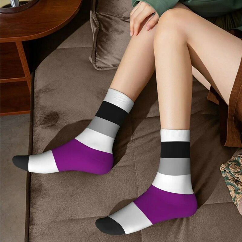 Asexual Flag Socks Harajuku Super Soft Stockings All Season Long Socks Accessories for Unisex Gifts