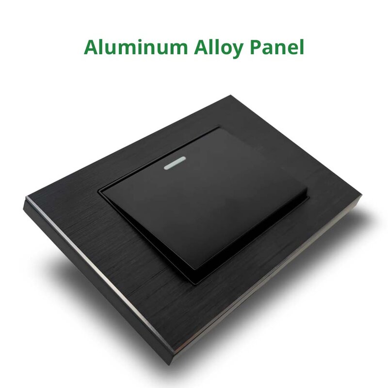 Wallpad-Panel de aluminio negro, interruptor de luz de pared de 1, 2, 3 y 4 entradas, enchufe de Brasil, botón basculante, puerto de carga USB, 5V, 2100mA