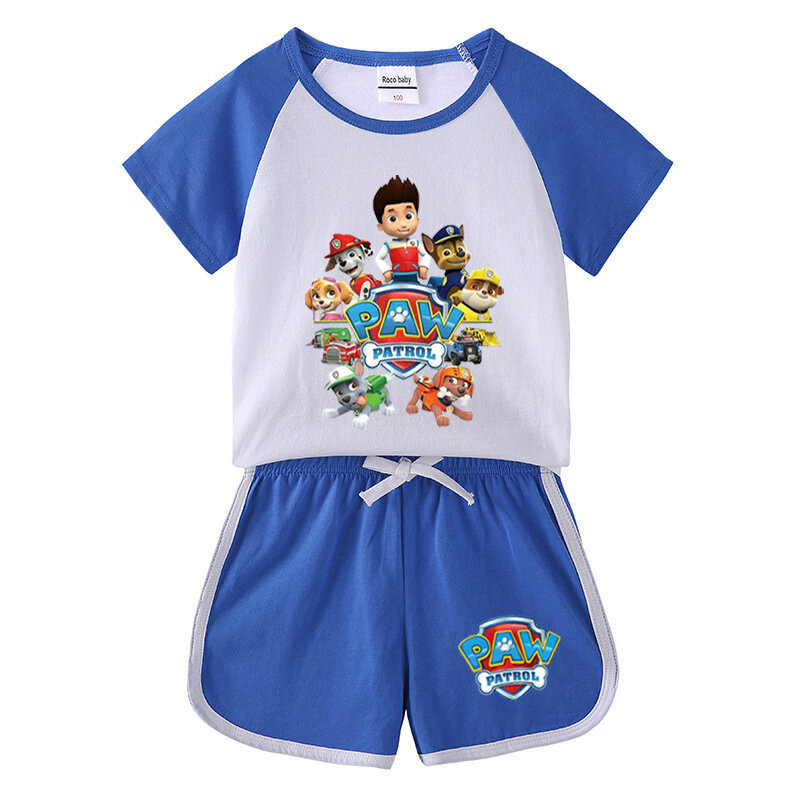 Jungen Kleidung Anzug Sommer Cartoon Pfote Patrouille Kurzarm T-Shirt Top Shorts 2 Stück Baby Jungen Outfits neue Kinder Set