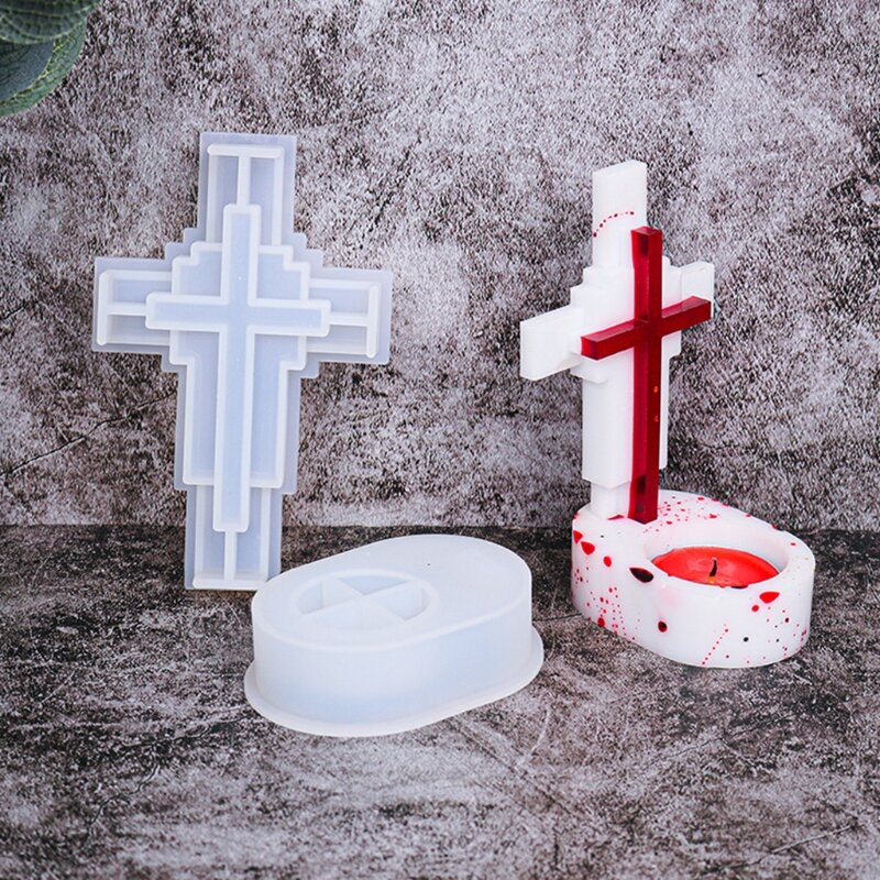DIY silikonowe formy do żywicy świecznik formy ręcznie robione do formy krzyżowej świecznika