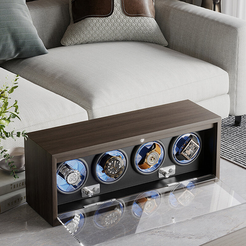 Marca de luxo madeira assista winder high-end 1 2 4 slot caixa de relógios automáticos com mabuchi moto relógio gabinete caixa de armazenamento
