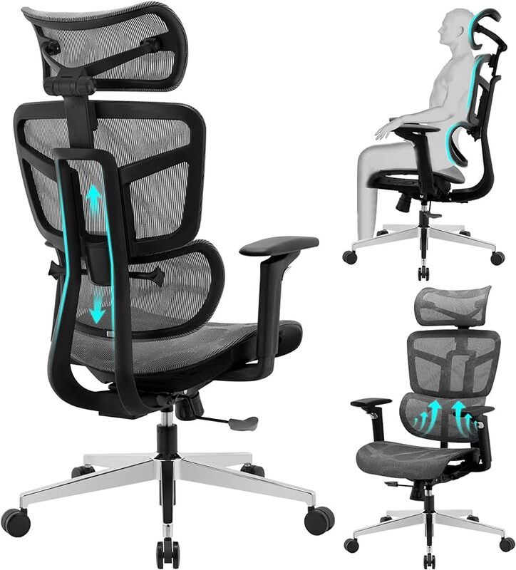 Zlchair-เก้าอี้สำนักงานหลังสูงตามหลักสรีรศาสตร์เก้าอี้โต๊ะภายในบ้านปรับเปลี่ยนงานเก้าอี้ตาข่ายคอมพิวเตอร์