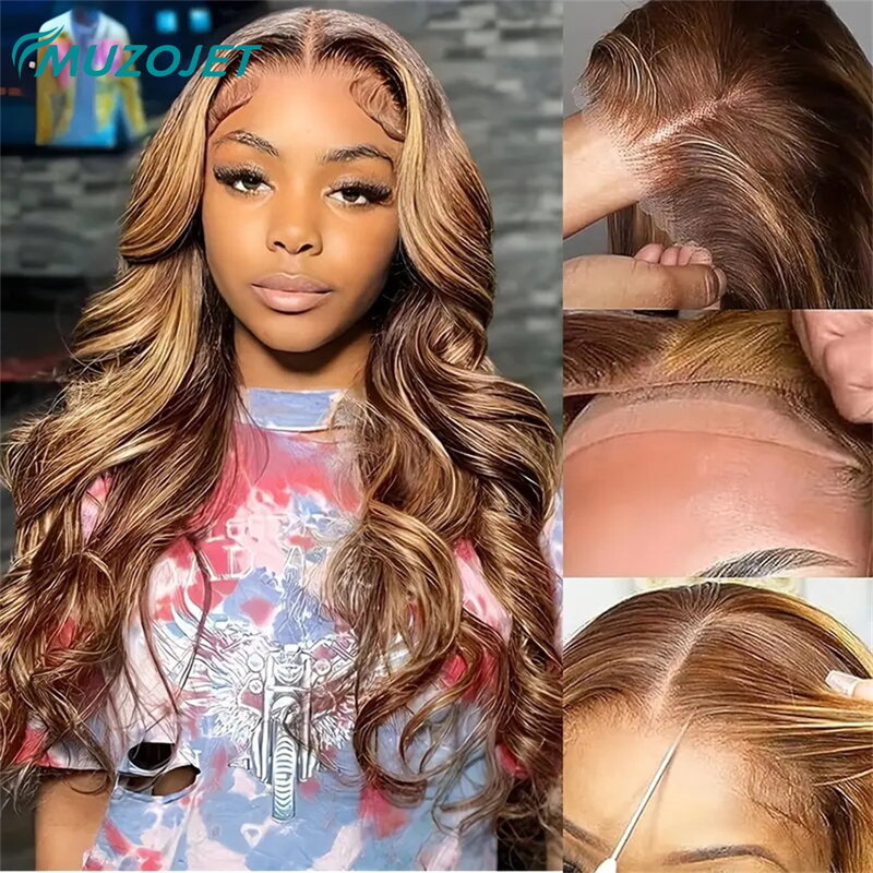 Highlight Wear and Go Glueless Wigs, Body Wave, Lace Closure Wigs, Human Hair, Honey Blonde, Document Wigs, Beginners, Pre Plucked, 5x5