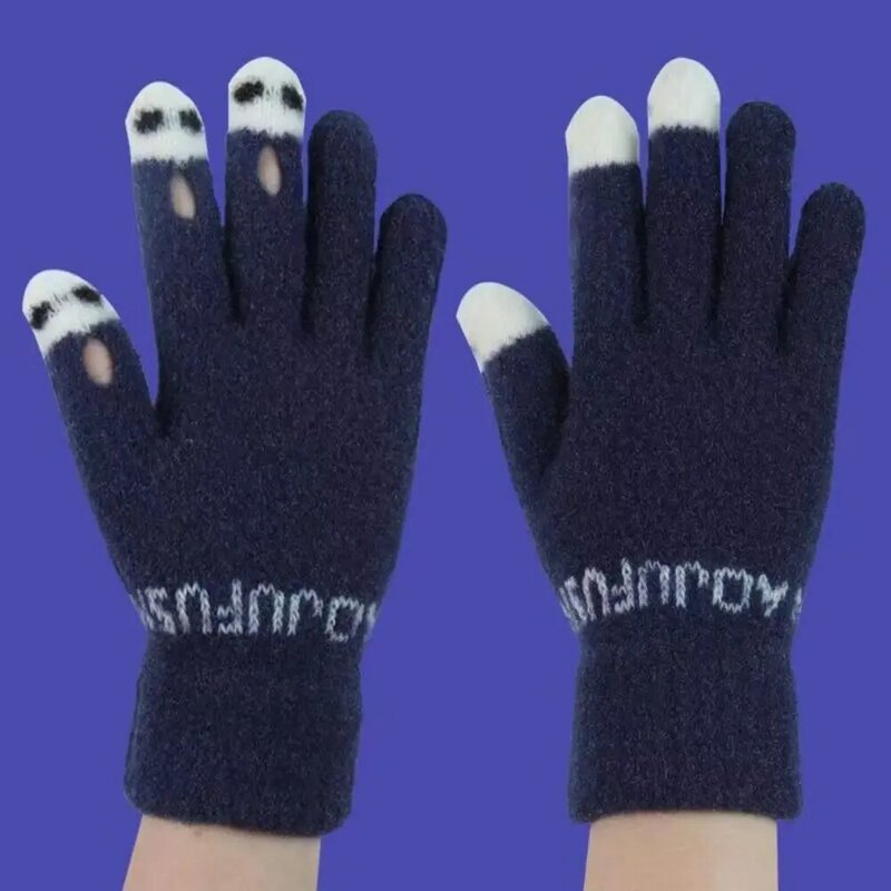 Теплые трикотажные перчатки, модные эластичные ветрозащитные перчатки с пальцами для сенсорного экрана, зимние перчатки с защитой от холода