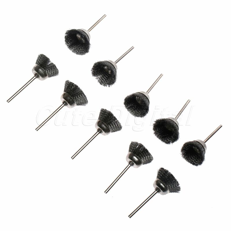 10pcs/lot 25MM Metal Polishing Brush Wheel for Dremel Accessories Rotary Tools 3mm Shank Steel Wire Cup Brushes for Die Grinder