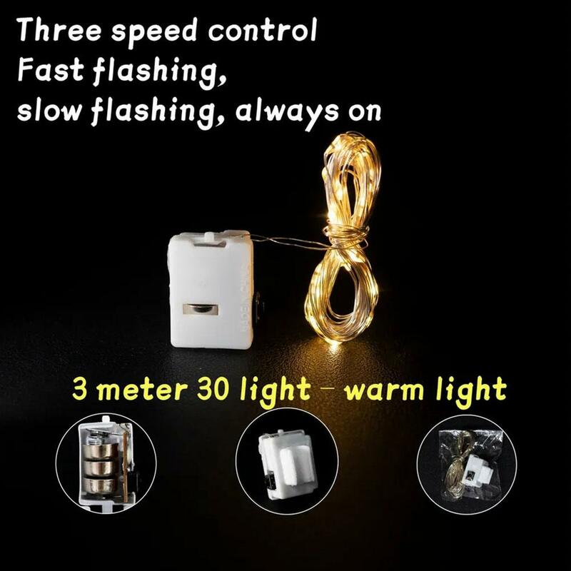 Kawat Led lampu peri Mini Garland 1m 2m Cr2032 baterai baru Natal Flash P9n2 lampu tahun pohon String lampu kecil K5o6