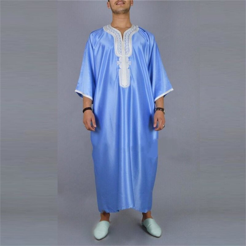 2023 neue arabische Robe mittel Langarm blau Männer Muslim
