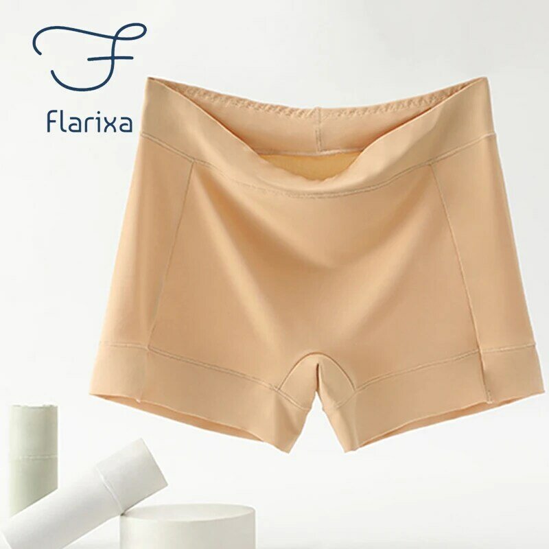 Flarixa Women Large Size Safety Shorts Under Skirt Seamless Ice Silk Boxer Briefs for Female Boyshorts Summer Safety Pants M-4XL