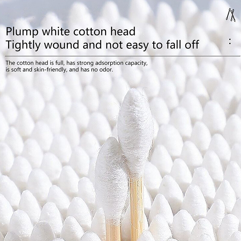 Bastoncillos de algodón para mujer, palos de madera para maquillaje, limpieza de nariz y orejas, Cosméticos para el cuidado de la salud, 100/500 piezas