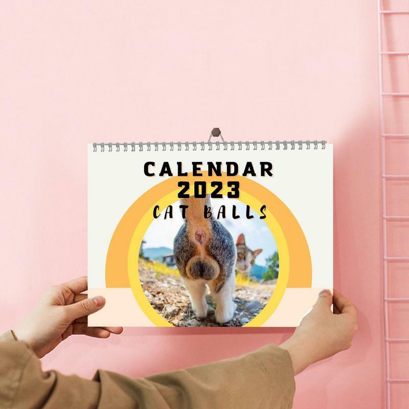 Kucing Buttholes Bola Kalender Baru 2023 Hewan Kucing Kalender Rumah Ruang Tamu Dekorasi Tahun Baru Hadiah Natal untuk Pecinta Kucing