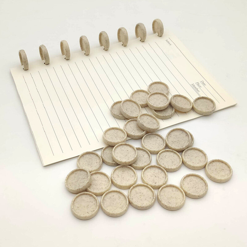12pcs 24mm Wheat Straw Mushroom Hole Discs Eco-friendly Loose Leaf Notebook Plastic Disc for Diary Book Planner Ring Binder
