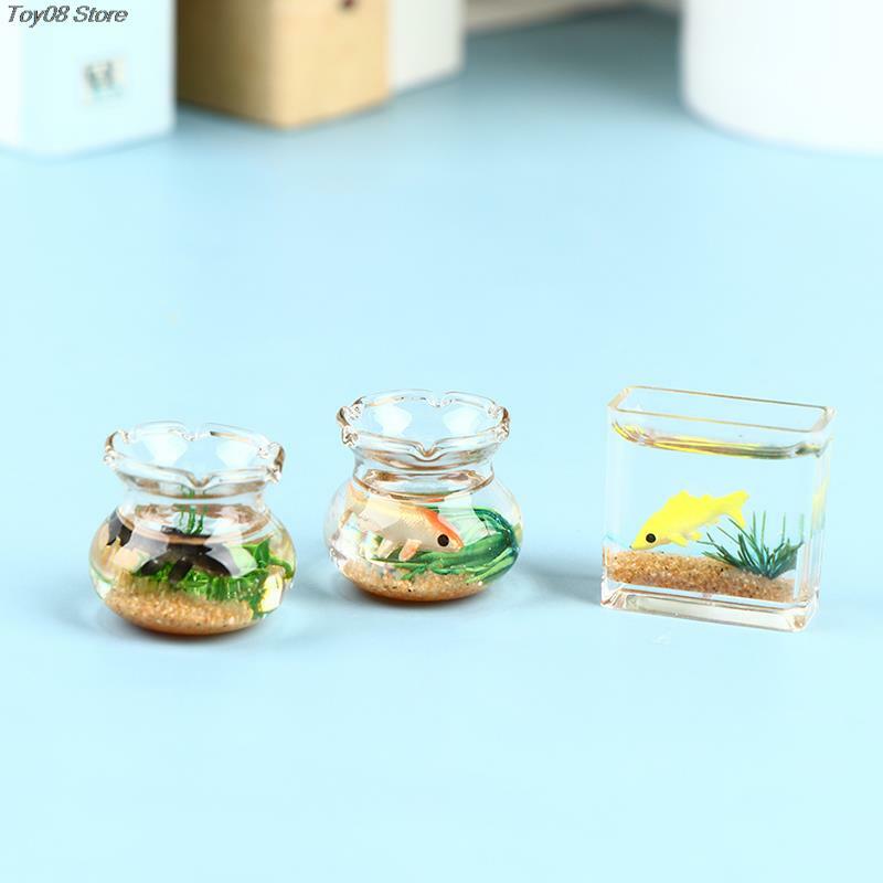 2*2.5cm domek dla lalek miniaturowe szklane akwarium na ryby miska akwarium domek dla lalek ozdoba domu zabawka dla lalek naklejki nowość!