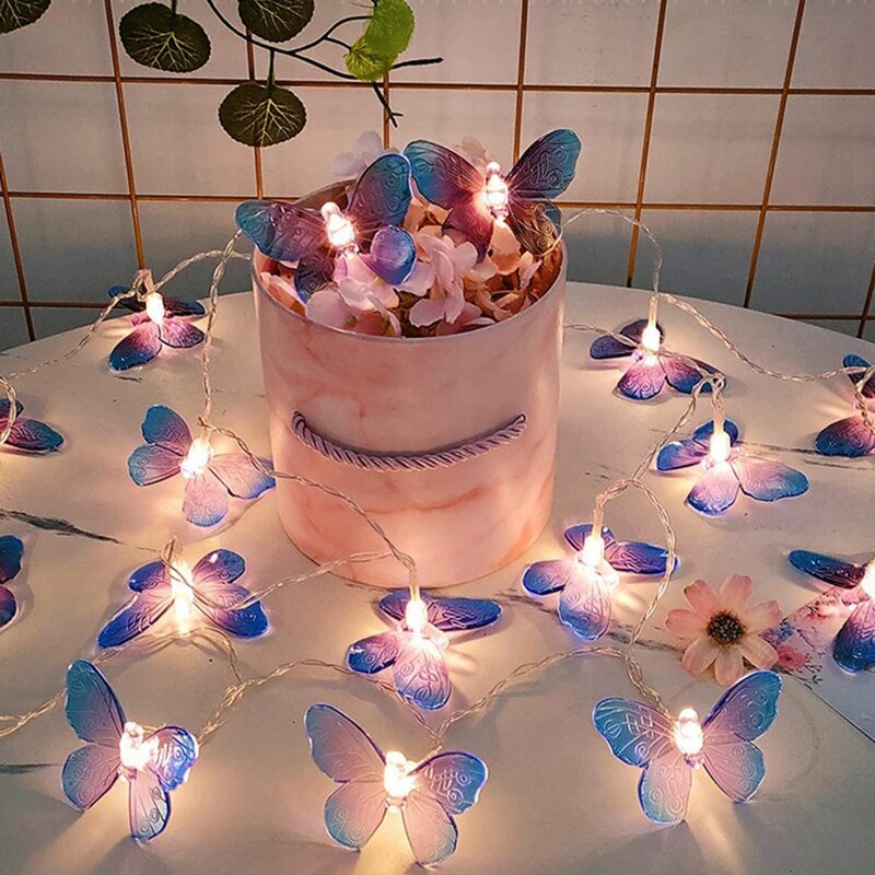 4PCS 1M 10LED Butterfly Fairy Light Strings Kit Garland Girls Butterfly Brithday Party Wedding Home Decorations Set Kids Gift