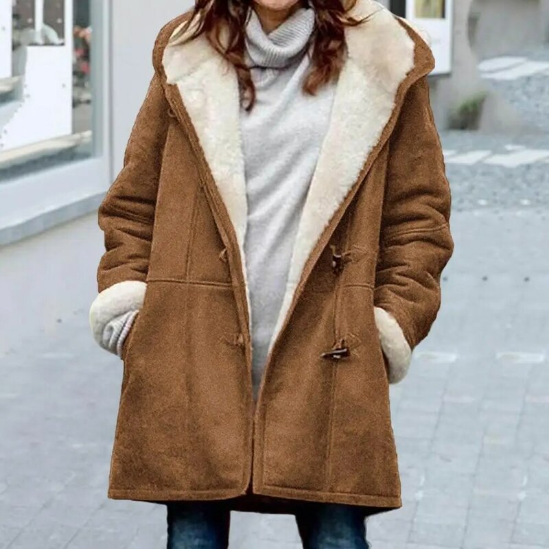 Популярное женское пальто с флисовой подкладкой, утепленная женская пушистая куртка, однобортное пушистое пальто