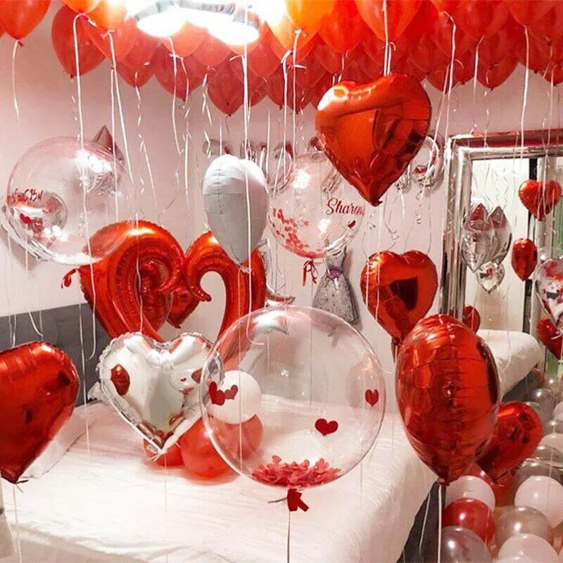 Love Theme Foil Balões românticos do coração, balão de hélio, casamento, dia dos namorados, decoração do partido, adulto, chuveiro solteiro, 18"