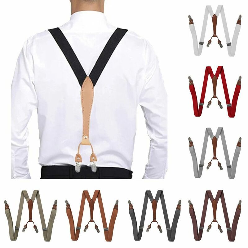 Y Shape Braces Suspenders New Vintage 4 Clips Trouser Straps Belt Wedding Party Adjustable Brace Strap Belt Adult