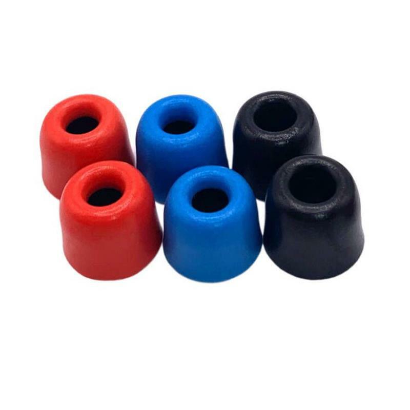 Almohadillas de espuma viscoelástica para oreja, almohadillas para oreja de 4,5mm-4,5mm, con cancelación de ruido, antideslizantes, color negro, azul y rojo, 3 pares, T-200