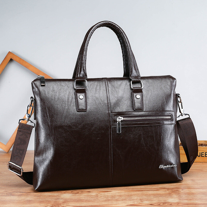 Роскошный мужской портфель из искусственной кожи на молнии, винтажная сумка, деловая сумка-мессенджер через плечо, вместительная мужская сумка для ноутбука