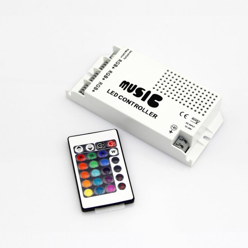 Controle remoto sem fio infravermelho 24 botão música ajustável som recepção rgb sete cores led barra de luz áudio voz controlador