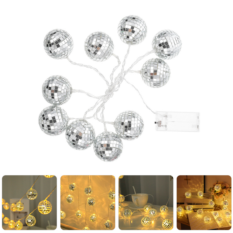 1 Set lampu gantung bola disko LED, lampu hias cermin LED, lampu tali pesta luar ruangan, lampu gantung teras