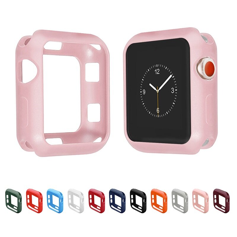 Zachte Siliconen Case Voor Apple Horloge 6 Se 5 4 3 Bumper Bescherming Shell Voor Iwatch Tpu Screen Cover Serie 38Mm 40Mm 42Mm 44Mm