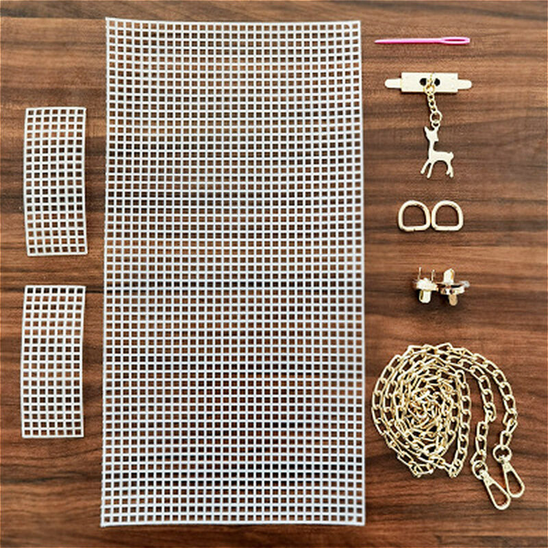 6 pz/set Kit di rete di plastica per tessitura ausiliaria accessori per borse fai da te supporto per tessitura copertura a rete bianca per borsa di plastica fatta a mano