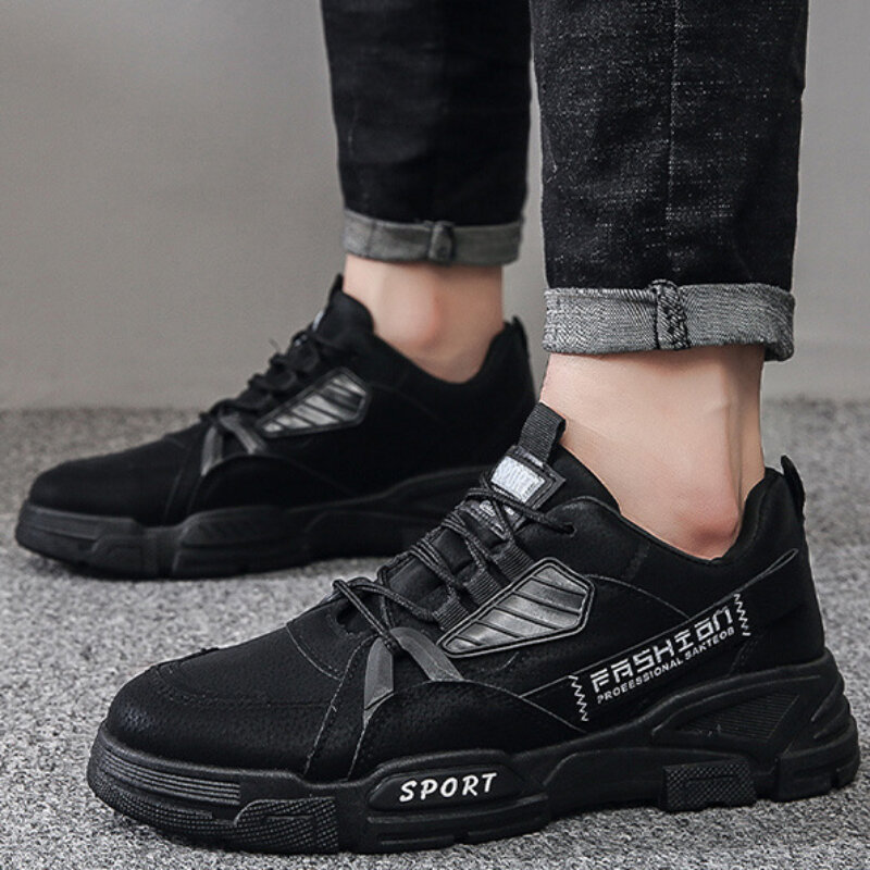 Men's Platform Sneakers Non-slip Work Shoes Comfort Ankle Boots for Men 2024 Fashion Male Walking Lace-up Vulcanize Shoes운동화 신발