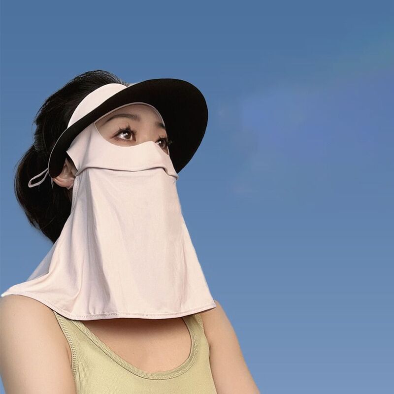 Masker pelindung terik matahari UPF50 +, masker pelindung UV tabir surya baru, masker wajah penuh sutra es UPF50 + topi matahari musim panas luar ruangan