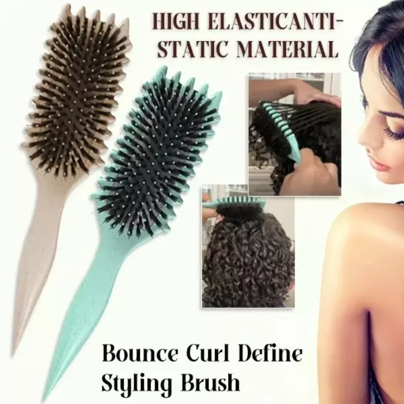 Cepillo de peinado de cerdas de jabalí, peine de pelo enredado, moldeador, definición de rizos, herramienta de estilismo de peluquero