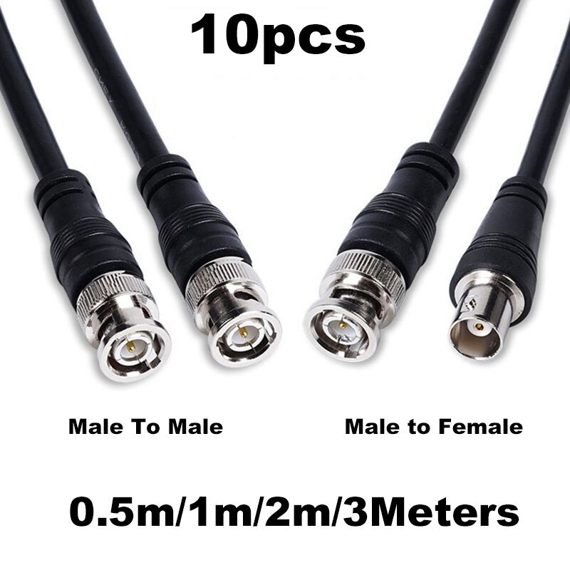 10x kabel z męskiego na męskie Adapter żeński BNC z podwójną głowicą 0.5M 1m 2m 3-metrowy przedłużacz złącze wideo do kamera telewizji przemysłowej telewizyjnego
