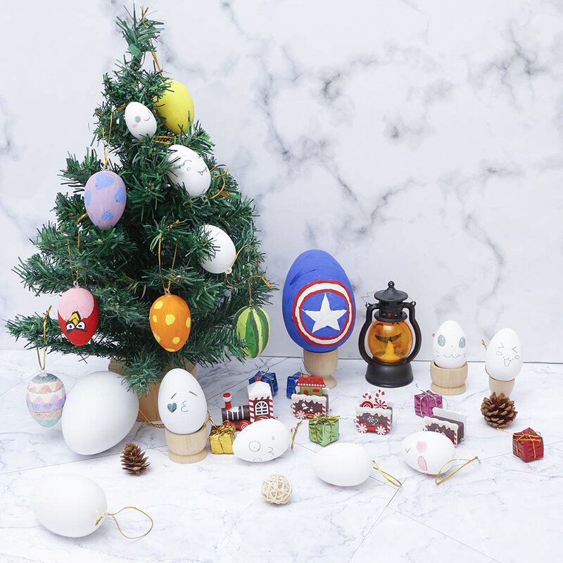부활절 및 크리스마스 DIY 손으로 그린 흰색 배아 계란 시뮬레이션 계란, 유치원 어린이 장식, 페인트 그래피티