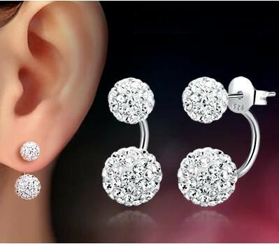 CHSHINE Promotion 925 Sterling Silver Fashion U Bend Shiny Shambhala Ball Ladies Stud Earrings Jewelry Free Wholesale Gifts