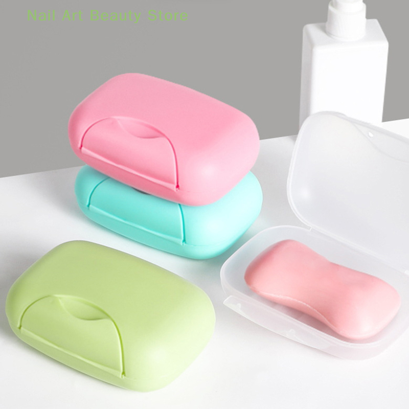 1PCS Bathroom Accessories Candy Color Soap Dish Soap Holder Square Portable Soap Storage Container Plastic Travel Supplies